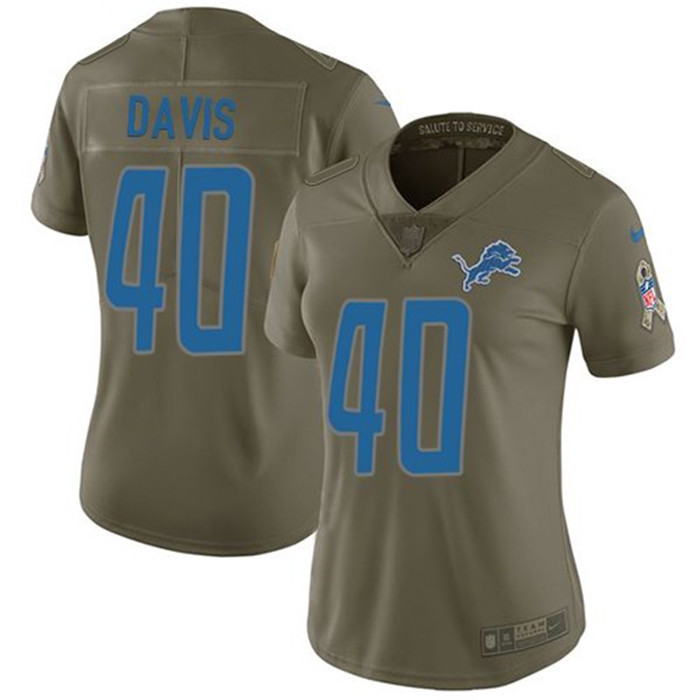  Lions 40 Jarrad Davis Olive Women Salute To Service Limited Jersey