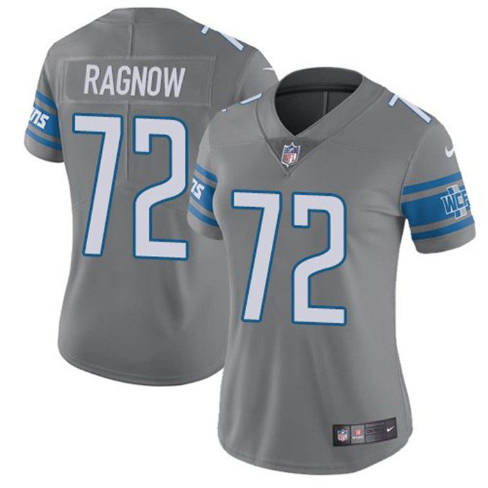  Lions 72 Frank Ragnow Gray Women Vapor Untouchable Color Rush Limited Jersey