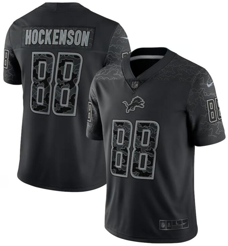 Nike Lions 88 T.J. Hockenson Black RFLCTV Limited Jersey