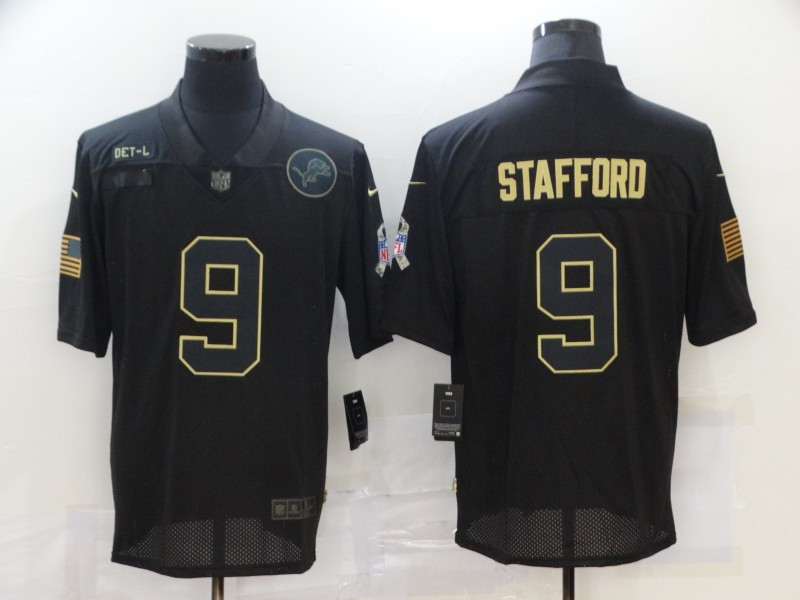 Nike Lions 9 Matthew Stafford Black 2020 Salute To Service Limited Jersey