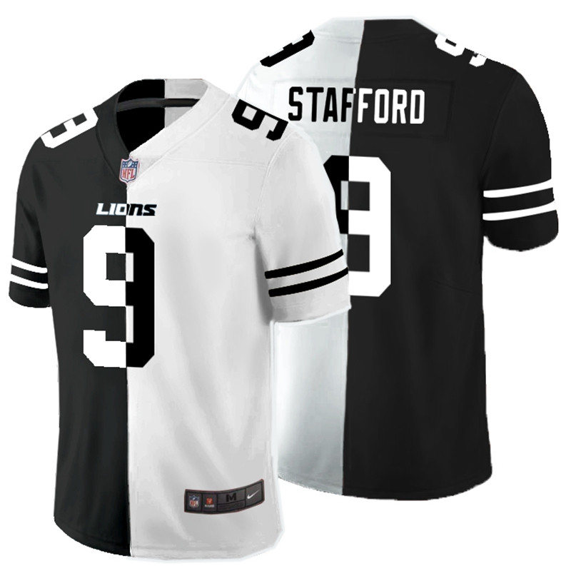 Nike Lions 9 Matthew Stafford Black And White Split Vapor Untouchable Limited Jersey
