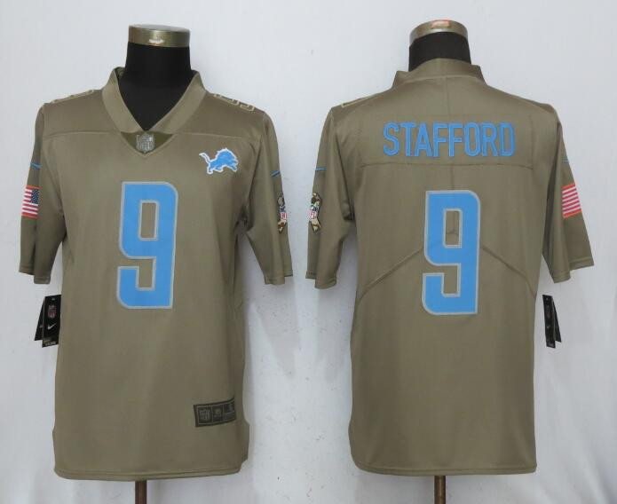  Lions 9 Matthew Stafford Olive Salute To Service Limited Jersey