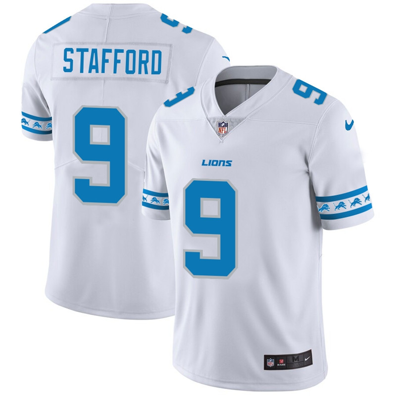 Nike Lions 9 Matthew Stafford White Team Logos Fashion Vapor Limited Jersey