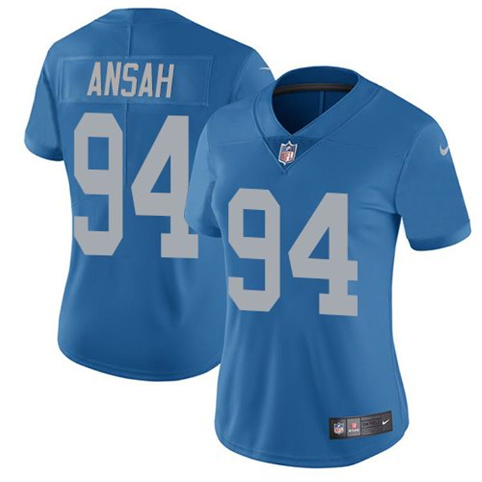  Lions 94 Ziggy Ansah Blue Throwback Women Vapor Untouchable Limited Jersey