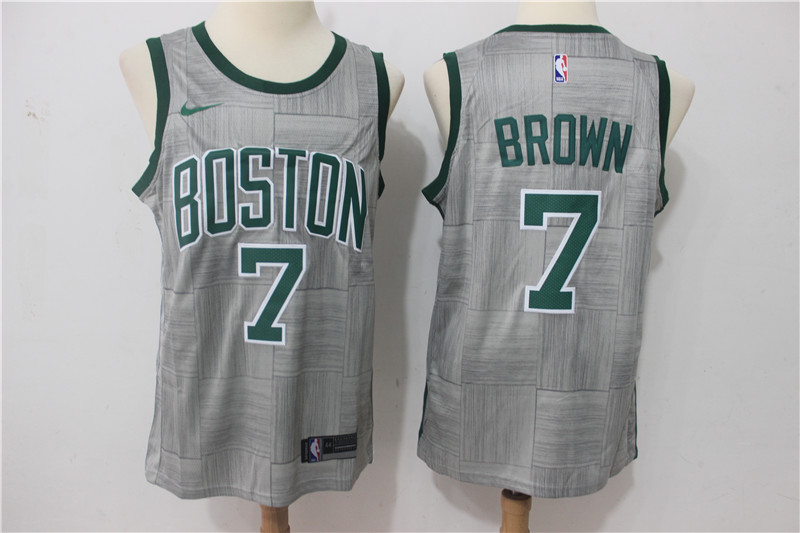  NBA Boston Celtics #7 Jaylen Brown Jersey 2017 18 New Season  City Edition Gray Jersey
