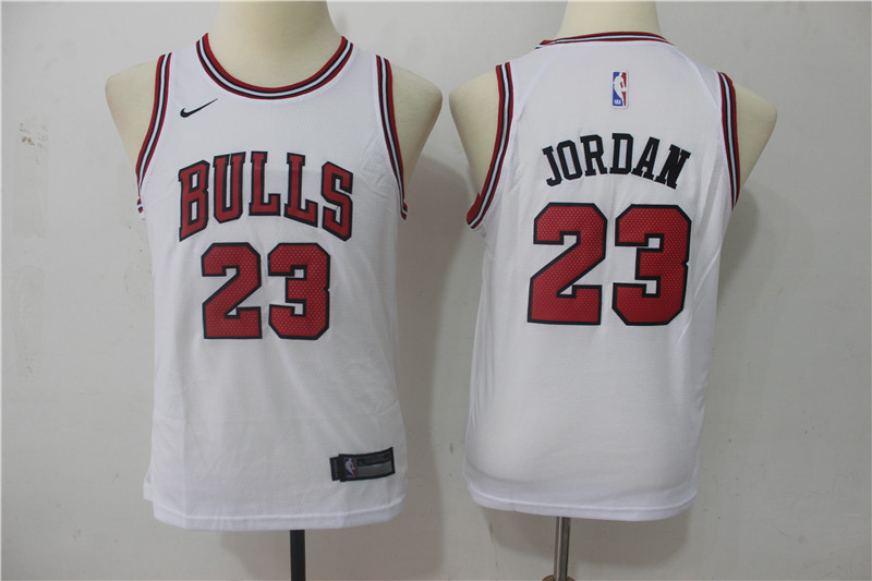  NBA Chicago Bulls #23 Michael Jordan Youth Jersey 2017 18 New Season White Jersey