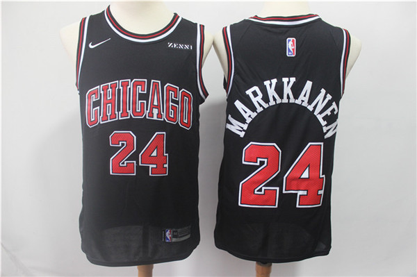  NBA Chicago Bulls #24 Lauri Markkanen Jersey 2017 18 New Season Black Jerseys