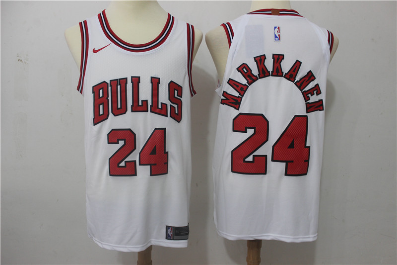  NBA Chicago Bulls #24 Lauri Markkanen Jersey 2017 18 New Season White Jersey