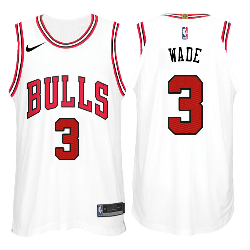  NBA Chicago Bulls #3 Dwyane Wade Jersey 2017 18 New Season White Jersey