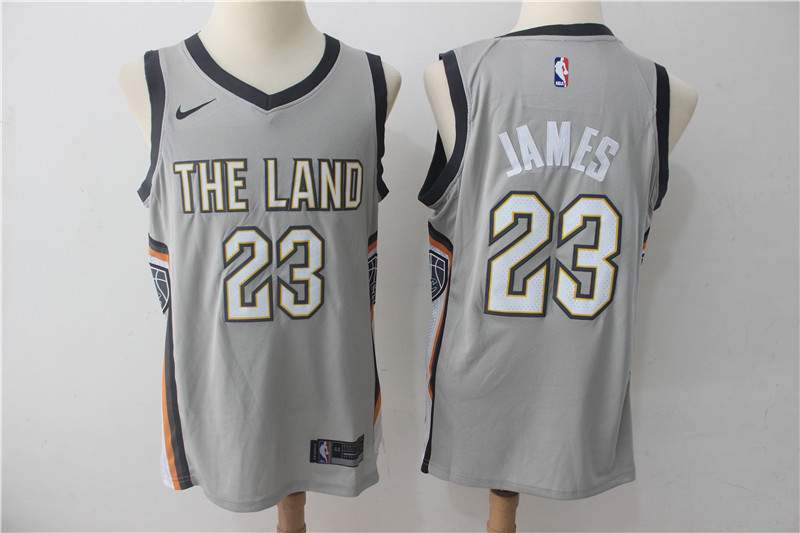  NBA Cleveland Cavaliers #23 LeBron James Jersey 2017 18 New Season City Edition Grey Jersey