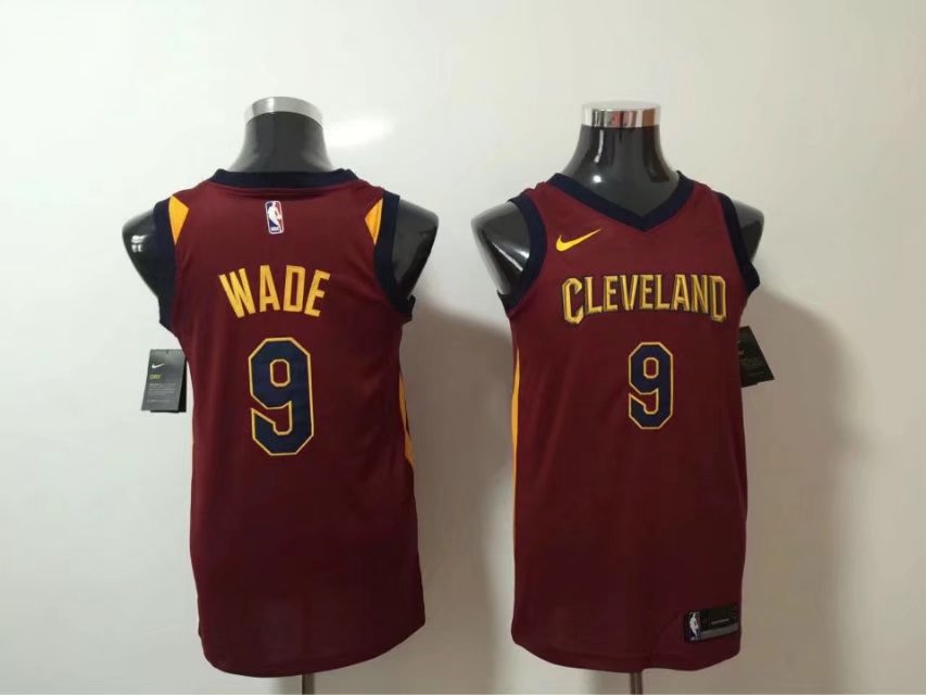  NBA Cleveland Cavaliers #9 Dwyane Wade Jersey 2017 18 New Season Wine Red women dress