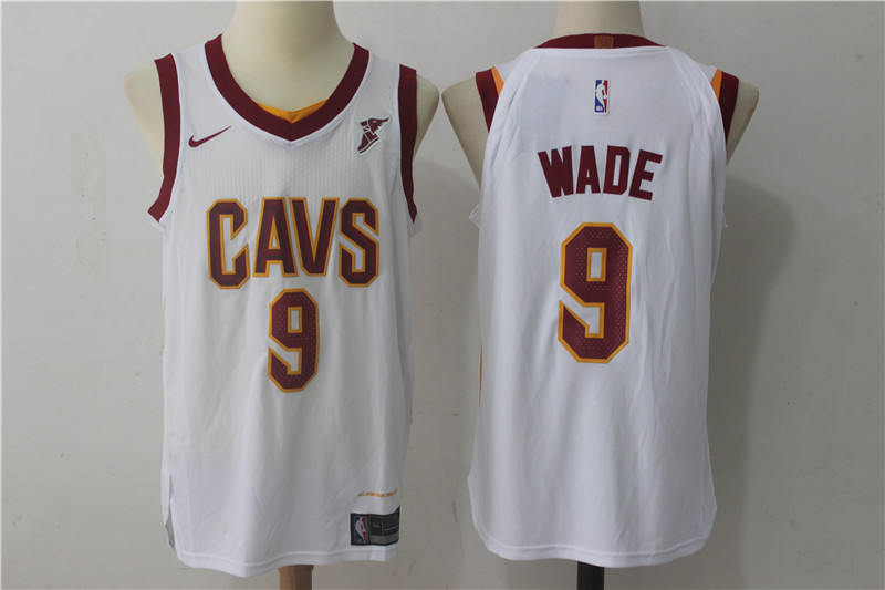  NBA Cleveland Cavaliers #9 Dwyane Wade Jersey 2017 18 New Season Wine White Jersey