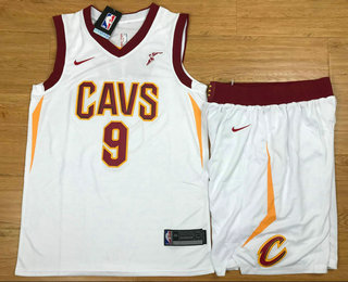  NBA Cleveland Cavaliers #9 Dwyane Wade White 2017 2018  Swingman Stitched NBA Jersey With Shorts