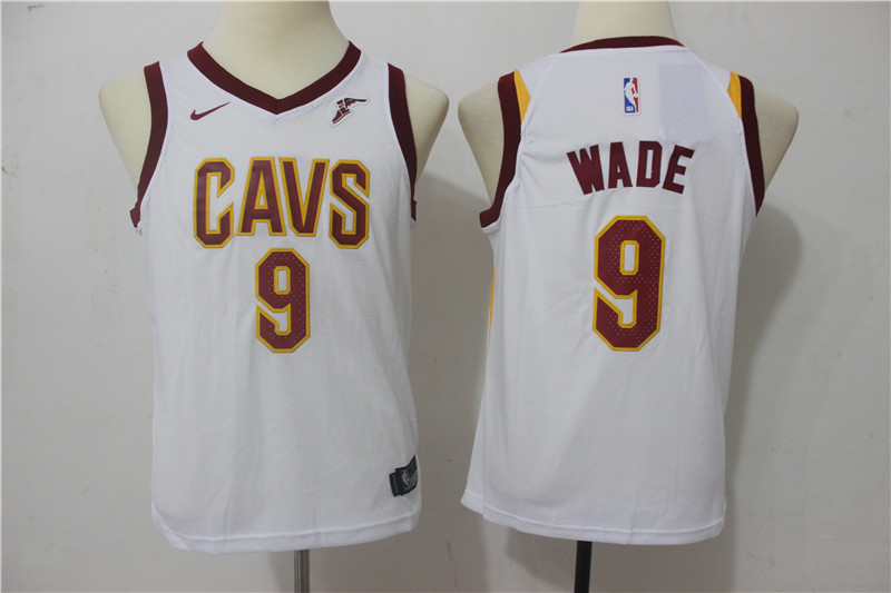  NBA Cleveland Cavaliers #9 Dwyane Wade Youth Jersey 2017 18 New Season Wine White Jersey