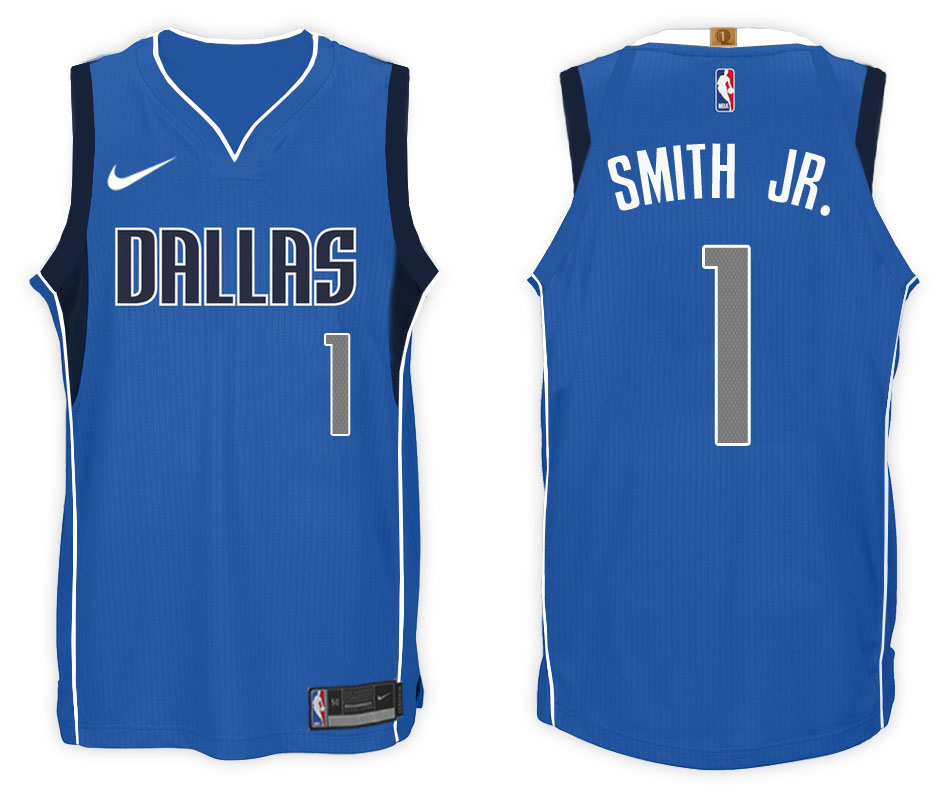  NBA Dallas Mavericks  #1 Smith Jr. Jersey 2017 18 New Season Blue Jersey