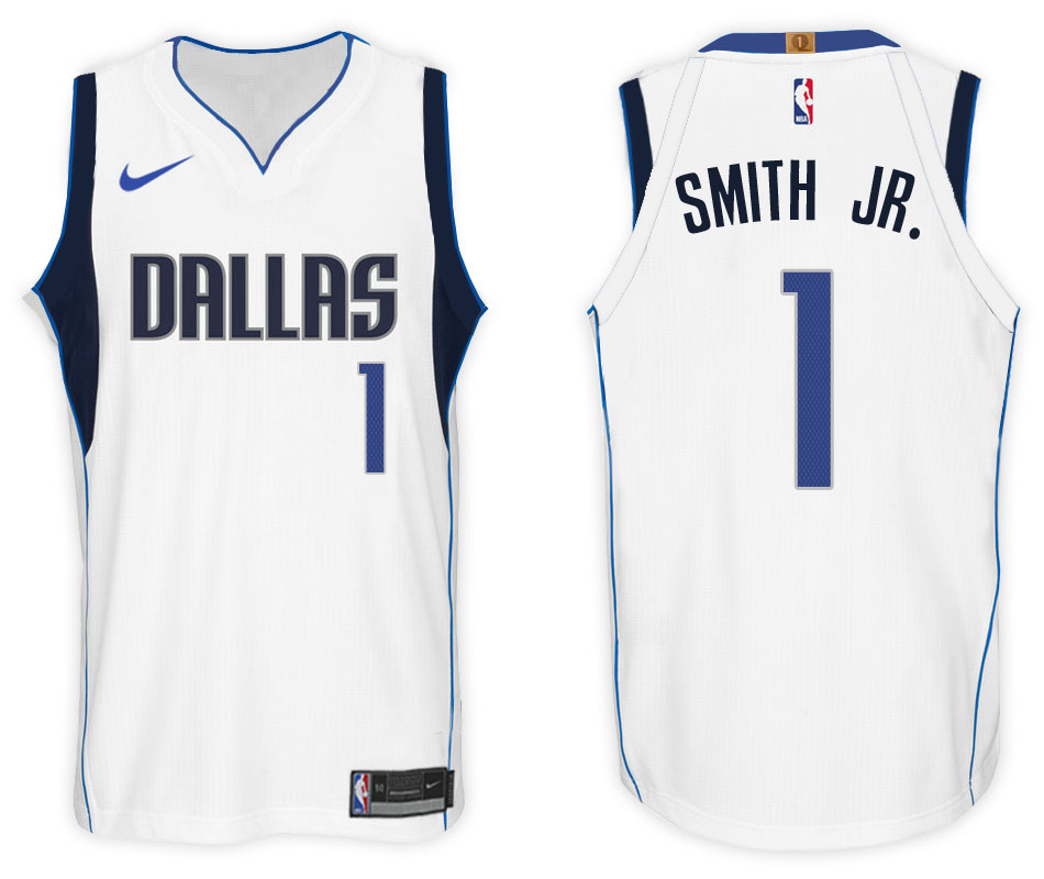  NBA Dallas Mavericks  #1 Smith Jr. Jersey 2017 18 New Season White Jersey