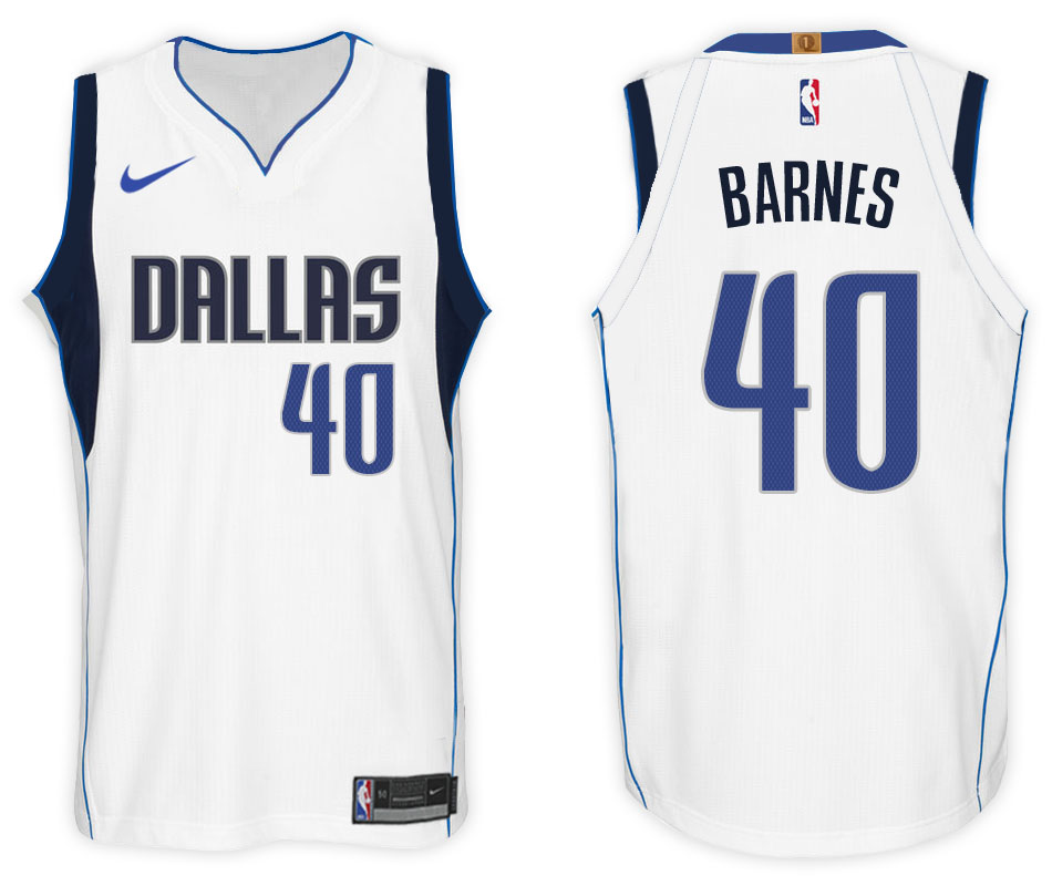  NBA Dallas Mavericks  #40 Harrison Barnes Jersey 2017 18 New Season White Jersey