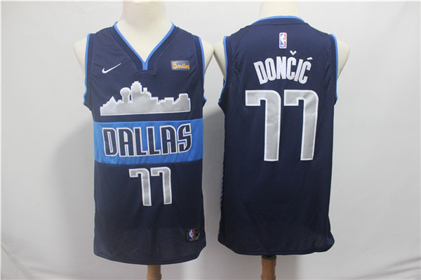  NBA Dallas Mavericks #77 Luka Doncic Jersey 2018 19 New Season Dark Blue Jersey