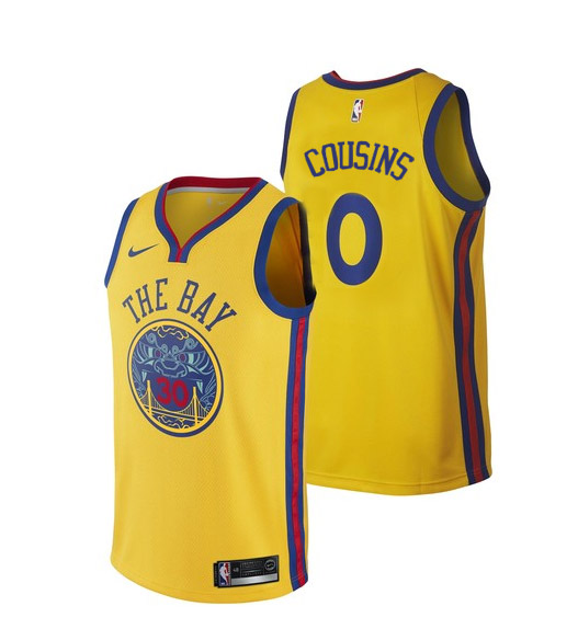  NBA Golden State Warriors #0 DeMarcus Cousins Jersey 2017 18 New Season city Jersey