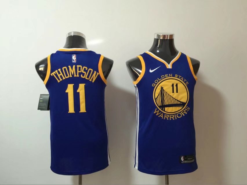  NBA Golden State Warriors #11 Klay Thompson Jersey 2017 18 New Season Blue women dress