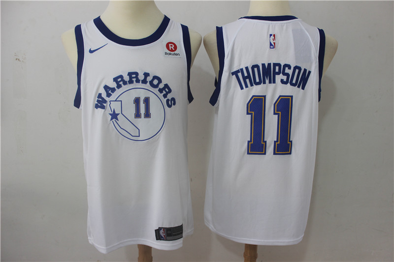  NBA Golden State Warriors #11 Klay Thompson Jersey 2017 18 New Season Throwback Swingman White Jersey