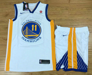  NBA Golden State Warriors #11 Klay Thompson White 2017 2018  Swingman Rakuten Stitched NBA Jersey With Shorts