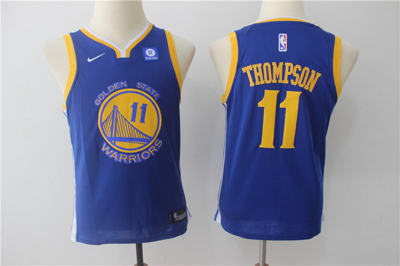  NBA Golden State Warriors #11 Klay Thompson Youth Jersey 2017 18 New Season Blue Jersey