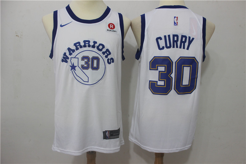  NBA Golden State Warriors #30 Stephen Curry Jersey 2017 18 New Season Throwback Swingman White Jersey