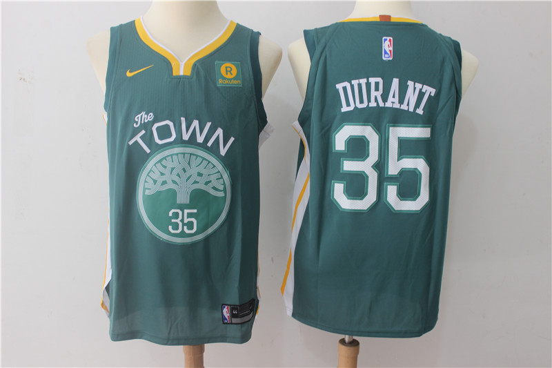  NBA Golden State Warriors #35 Kevin Durant Jersey 2017 18 New Season Throwback Swingman Green Jersey