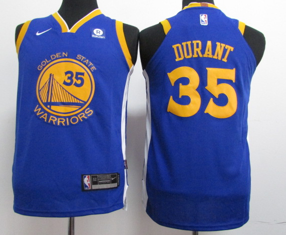  NBA Golden State Warriors #35 Kevin Durant Youth Jersey 2017 18 New Season Blue Jersey