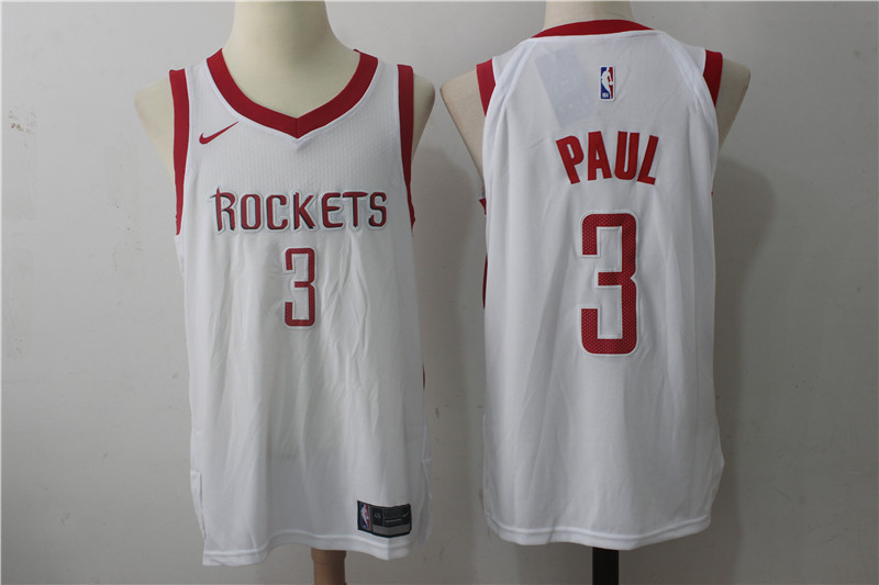  NBA Houston Rockets #3 Chris Paul Jersey 2017 18 New Season White Jersey