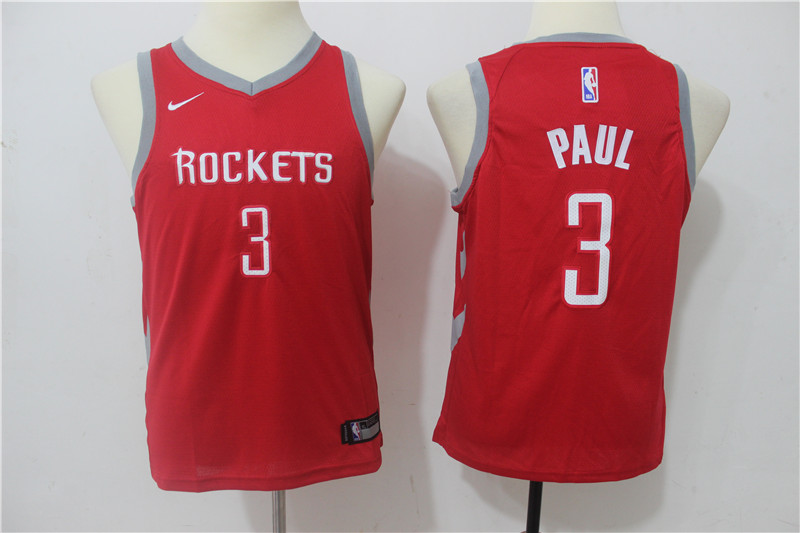  NBA Houston Rockets #3 Chris Paul Youth Jersey 2017 18 New Season Red Jersey