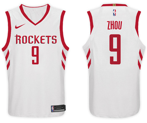  NBA Houston Rockets #9 Zhou Qi Jersey 2017 18 New Season White Jersey