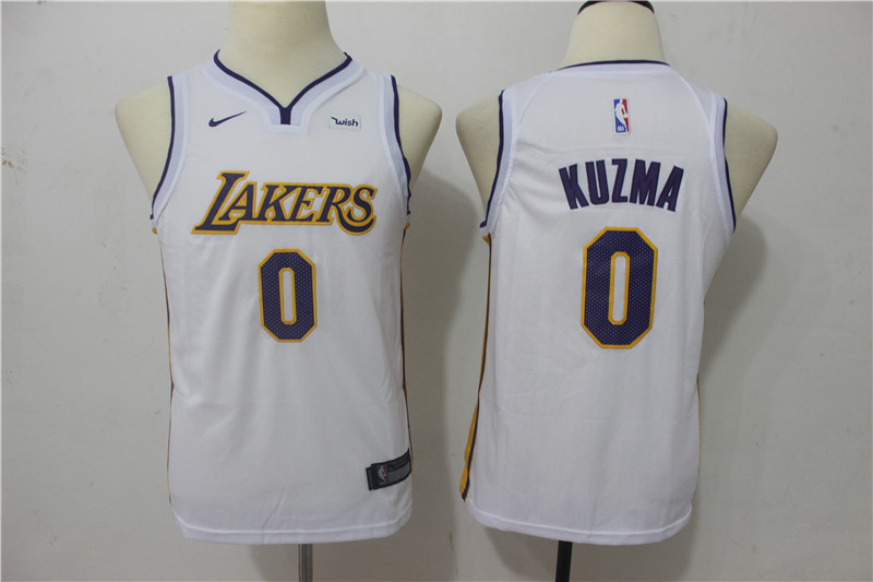  NBA Los Angeles Lakers #0 Kyle Kuzma Youth Jersey 2017 18 New Season White Jersey