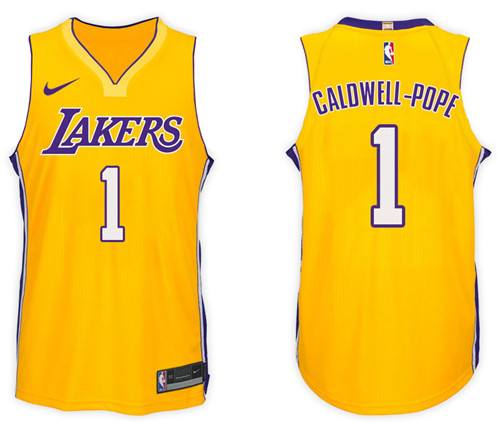  NBA Los Angeles Lakers #1 Kentavious Caldwell Pope Jersey 2017 18 New Season Gold Jersey