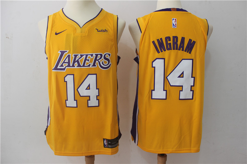  NBA Los Angeles Lakers #14 Brandon Ingram Jersey 2017 18 New Season Gold Jersey