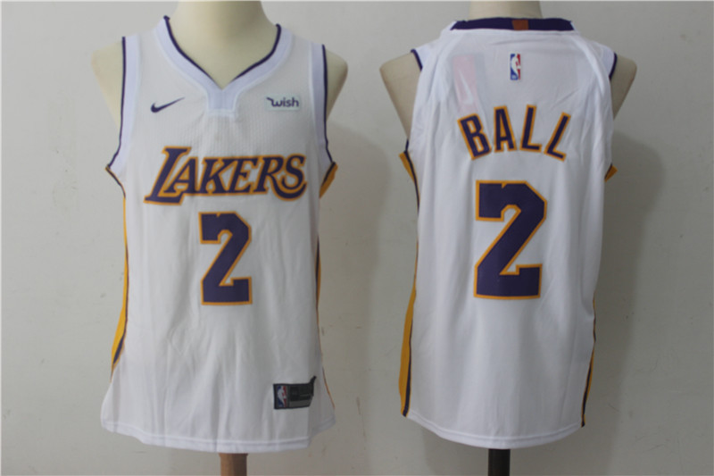  NBA Los Angeles Lakers #2 Lonzo Ball Jersey 2017 18 New Season White Jersey