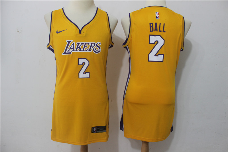  NBA Los Angeles Lakers #2 Lonzo Ball Jersey 2017 18 New Season Women Dress Jersey