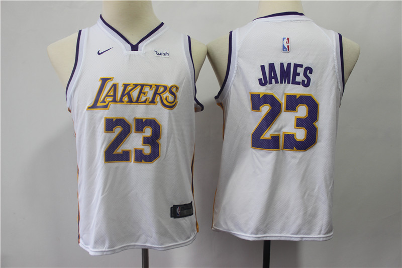  NBA Los Angeles Lakers #23 LeBron James White Youth Jersey