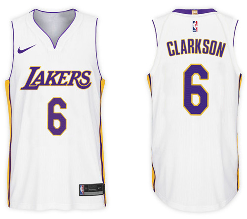  NBA Los Angeles Lakers #6 Jordan Clarkson Jersey 2017 18 New Season White Jersey