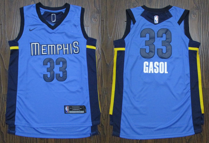  NBA Memphis Grizzlies #33 Mark Gasol Jersey 2017 18 New Season Blue Jersey