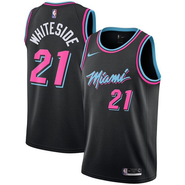  NBA Miami Heat #21 Hassan Whiteside Jersey 2018 19 New Season City Edition Black Jersey