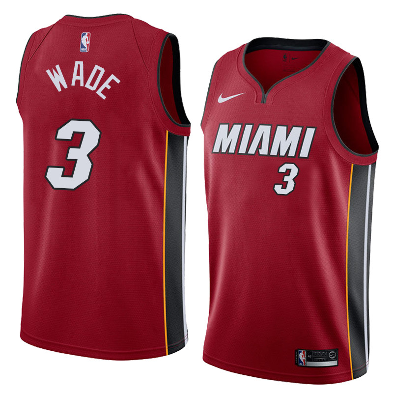  NBA Miami Heat #3 Dwyane Wade Jersey 2017 18 New Season Red Jersey