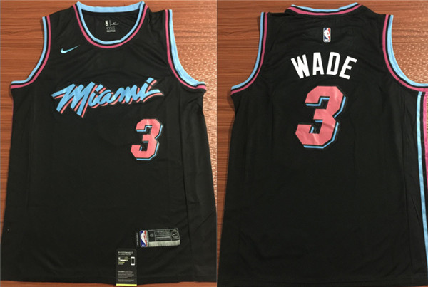  NBA Miami Heat #3 Dwyane Wade Jersey 2018 19 New Season City Edition Black Jersey