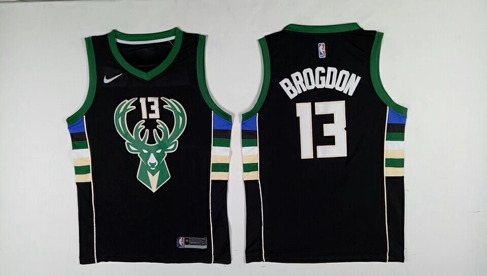  NBA Milwaukee Bucks #13 Malcolm Brogdon Jersey 2017 18 New Season Black Jersey