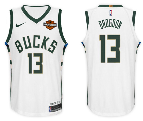  NBA Milwaukee Bucks #13 Malcolm Brogdon Jersey 2017 18 New Season White Jersey