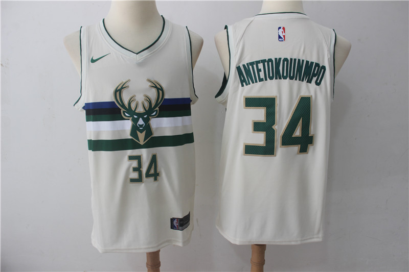  NBA Milwaukee Bucks #34 Giannis Antetokounmpo Jersey 2017 18 New Season  City Edition Jersey