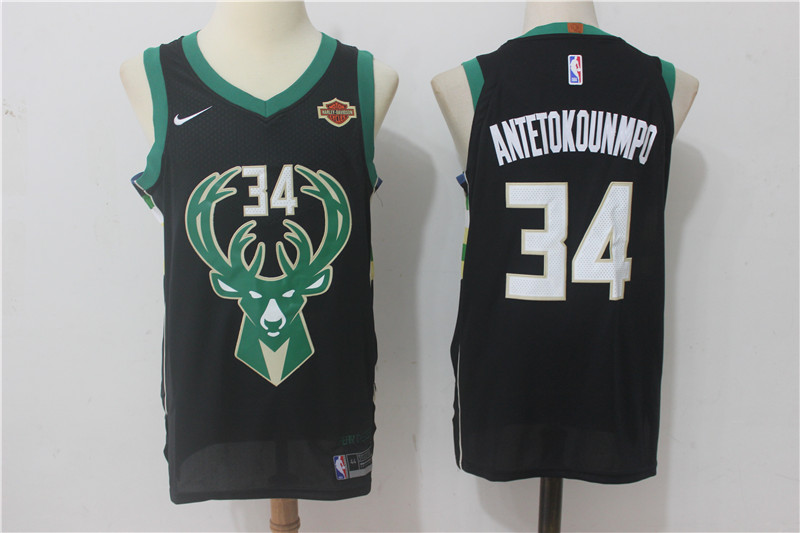  NBA Milwaukee Bucks #34 Giannis Antetokounmpo Jersey 2017 18 New Season Black Jersey