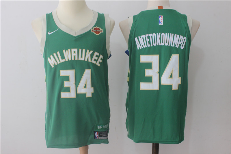  NBA Milwaukee Bucks #34 Giannis Antetokounmpo Jersey 2017 18 New Season Green Jersey