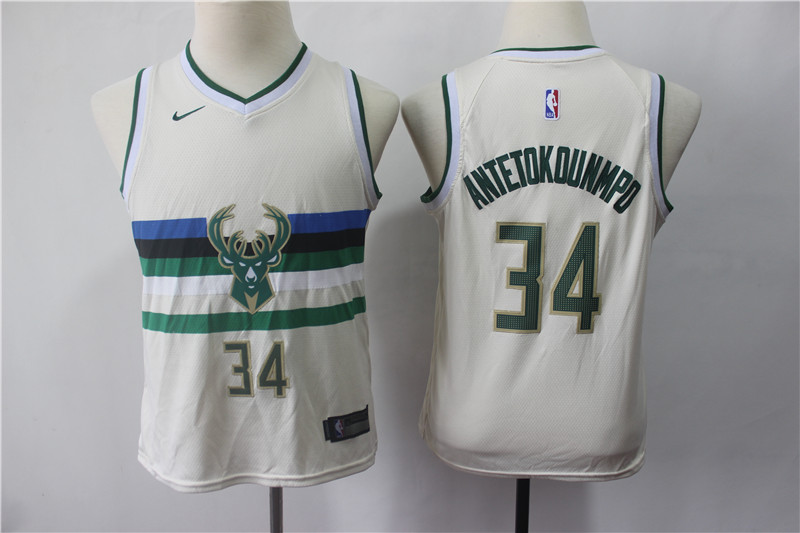  NBA Milwaukee Bucks #34 Giannis Antetokounmpo Youth Jersey New Season City Jersey